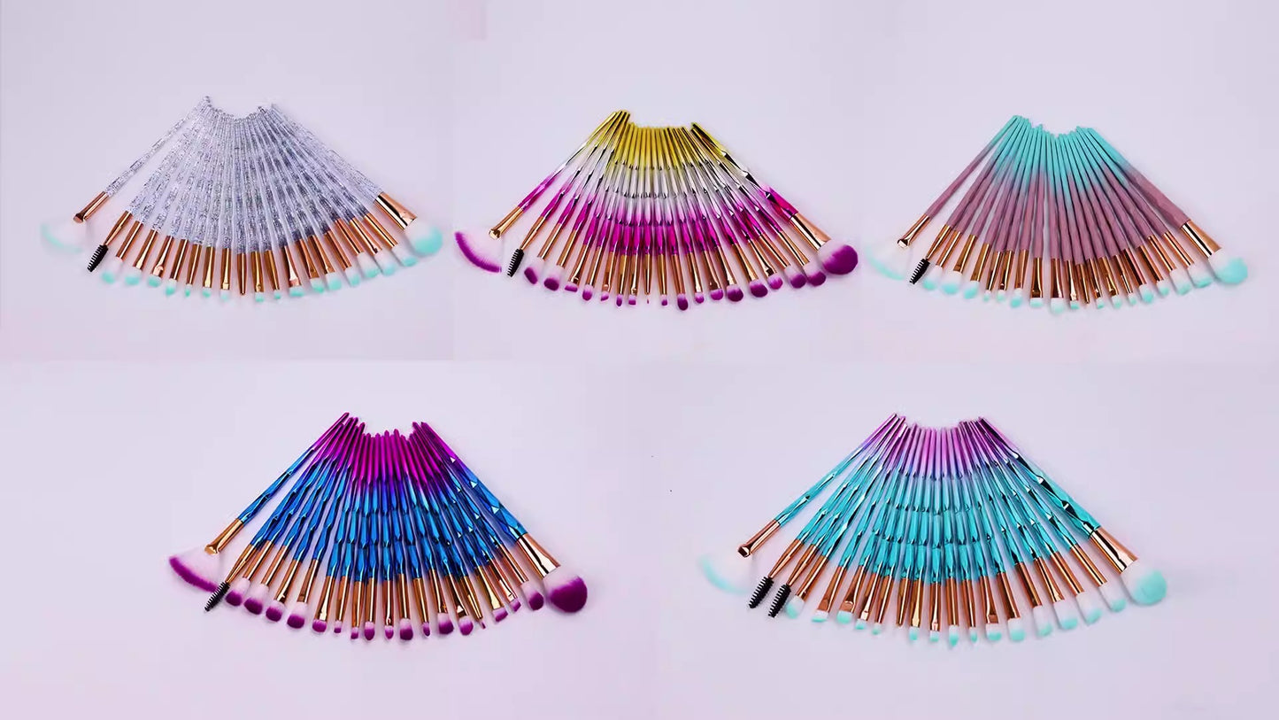 20 sets of diamond transparent handle eye shadow makeup tool