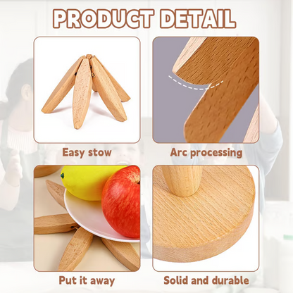 🎄Christmas Flash Sale 49% OFF✨QIAWI™ Natural Tree Trivet Set - 4 Bamboo Trivets & 1 Stand Like a Christmas Tree