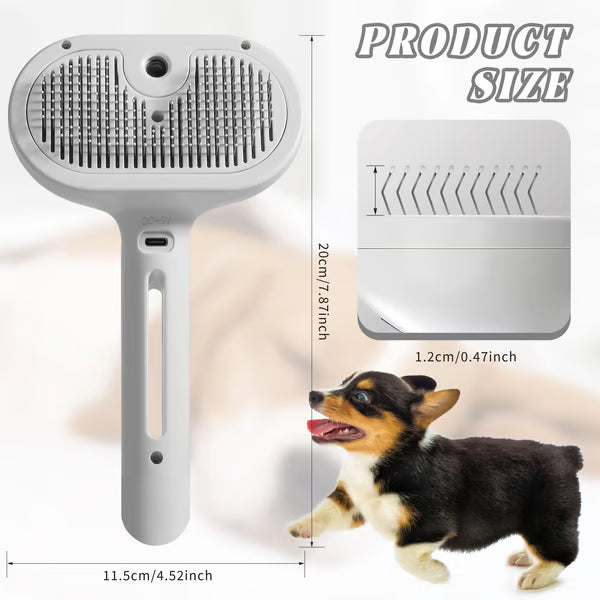 Self-Cleaning Spray Cat Brush for Shedding😻Protective gel bristles remove dead skin & fur, leaving your pet with a soft, healthy coat! 🐕✨