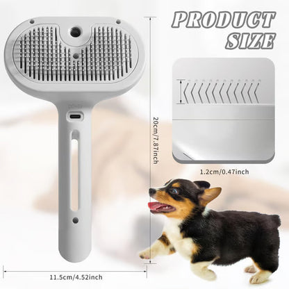 Self-Cleaning Spray Cat Brush for Shedding😻Protective gel bristles remove dead skin & fur, leaving your pet with a soft, healthy coat! 🐕✨