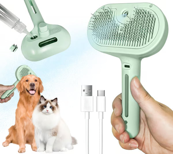 Self-Cleaning Spray Cat Brush for Shedding😻Protective gel bristles remove dead skin & fur, leaving your pet with a soft, healthy coat! 🐕✨