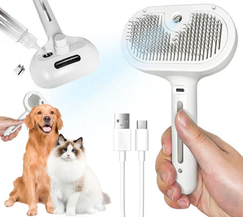 Self-Cleaning Spray Cat Brush for Shedding😻Protective gel bristles remove dead skin & fur, leaving your pet with a soft, healthy coat! 🐕✨