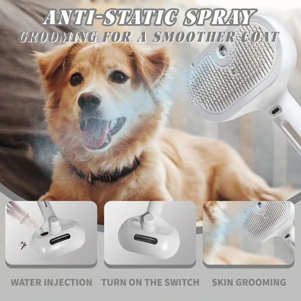 Self-Cleaning Spray Cat Brush for Shedding😻Protective gel bristles remove dead skin & fur, leaving your pet with a soft, healthy coat! 🐕✨