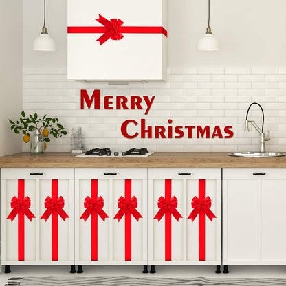 🎄Christmas Cabinet Bows – Festive Ribbon Decorations for Kitchen & Home Decor