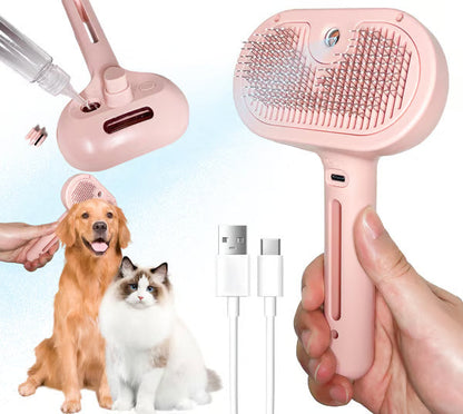 Self-Cleaning Spray Cat Brush for Shedding😻Protective gel bristles remove dead skin & fur, leaving your pet with a soft, healthy coat! 🐕✨