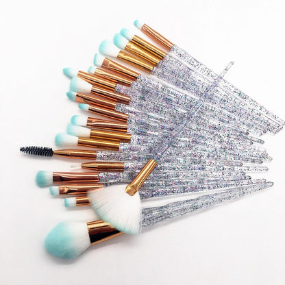 20 sets of diamond transparent handle eye shadow makeup tool