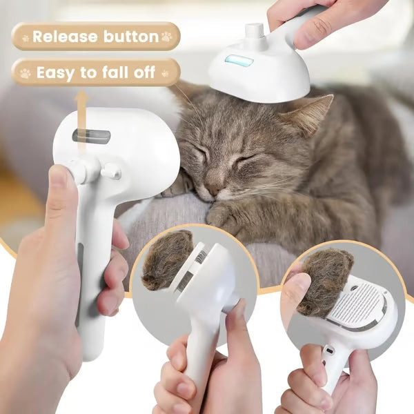 Self-Cleaning Spray Cat Brush for Shedding😻Protective gel bristles remove dead skin & fur, leaving your pet with a soft, healthy coat! 🐕✨