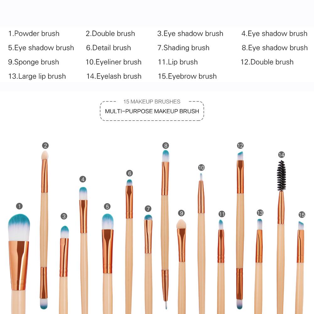 15Pcs Makeup Brushes Set Eye Shadow  Make Up Tool