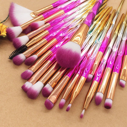 20 sets of diamond transparent handle eye shadow makeup tool
