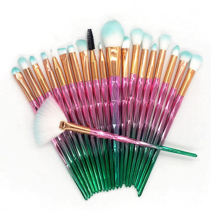 20 sets of diamond transparent handle eye shadow makeup tool