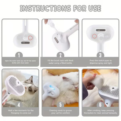 Self-Cleaning Spray Cat Brush for Shedding😻Protective gel bristles remove dead skin & fur, leaving your pet with a soft, healthy coat! 🐕✨